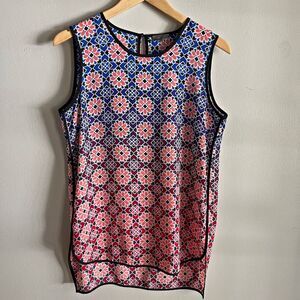 Vince Camuto Geometric Floral Print Sleeveless Blouse Top Size Small